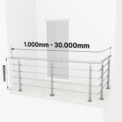 RG01 - Stainless steel railings over corner with 4...