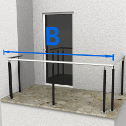 RG01 - Stainless steel railing with two corners, without filling rods and with post in black