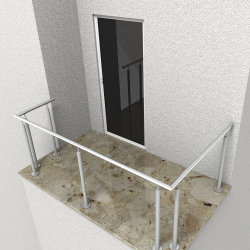 RG01 - Stainless steel railing with two corners, without filling rods and with post in grey