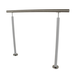 RG01 - Stainless steel railing with two corners, without filling rods and with post in grey
