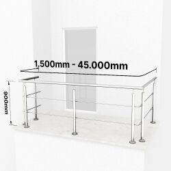 RG01 - Stainless steel railing with two corners and 2...