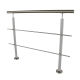 RG01 - Stainless steel railing with two corners, 2 filling rods and posts in grey