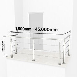 RG01 - Stainless steel railing with two corners and 3...