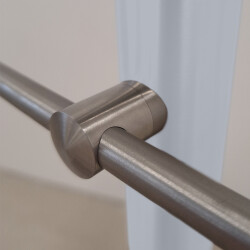 RG01 - Stainless steel railing with two corners, 3 filling rods and posts in grey