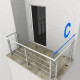 RG01 - Stainless steel railing with two corners, 3 filling rods and posts in grey