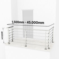 RG01 - Stainless steel railing with two corners and 5 filling rods