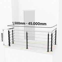 RG01 - Stainless steel railing with two corners, 5...