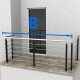 RG01 - Stainless steel railing with two corners, 5 filling rods and posts in black