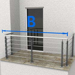 RG01 - Stainless steel railing with two corners, 5 filling rods and posts in anthracite