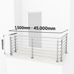 RG01 - Stainless steel railing with two corners, 6...
