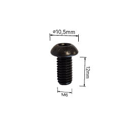 M6x12 Stainless steel lens head screw with strength class 10.9